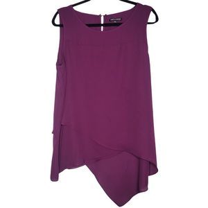 Cable & Gauge Purple Sleeveless Tiered Blouse XL